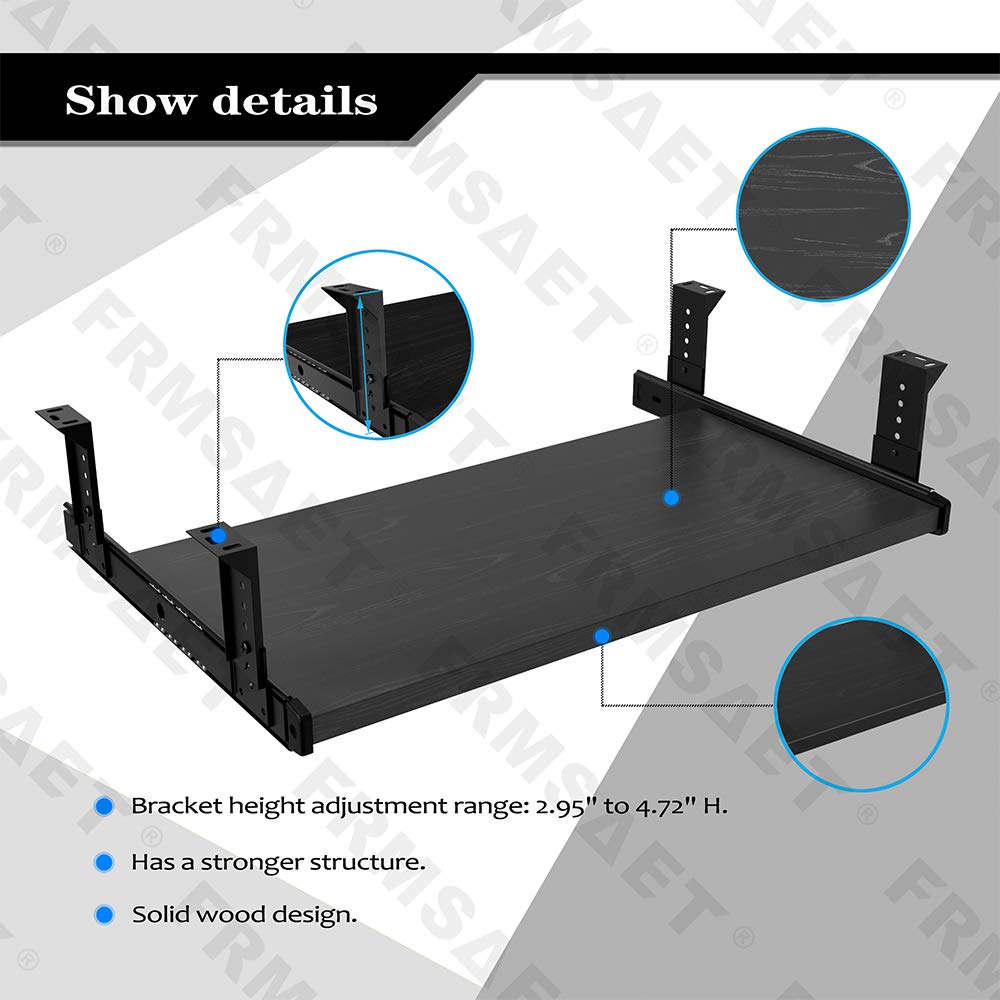 FRMSAET Office Product 20/24/30 inch Keyboard Drawer Tray20 inch, Black