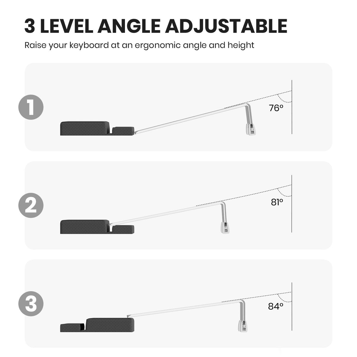 Tilted Keyboard Stand w/Wrist Rest - Klearlook Angle Adjustable Keyboard Riser for Desk, 16.9x7.3in Ergonomic Acrylic Computer Keyboard Holder - image 2