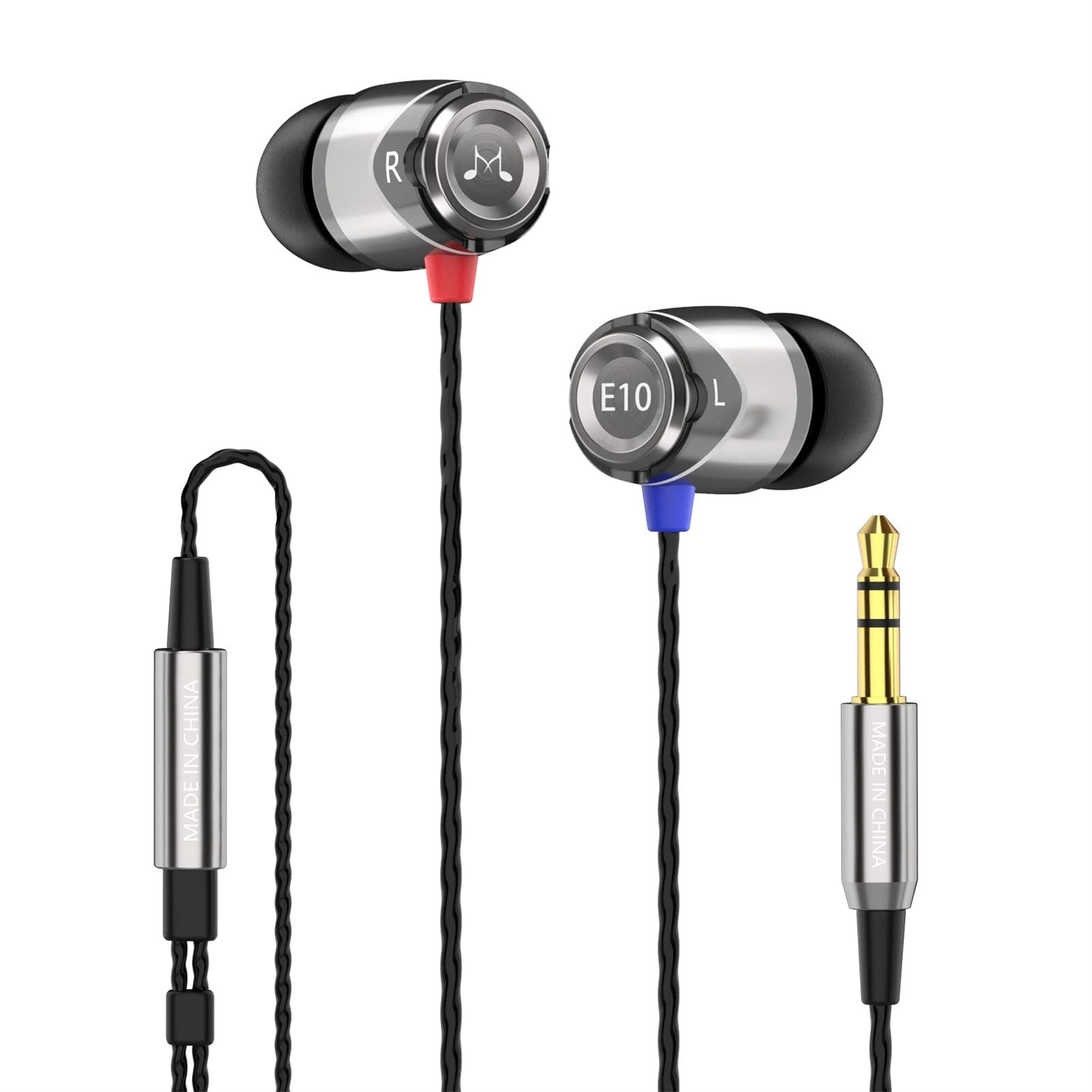 Soundmagic E10 In-Ear Earphones – Noise-Isolating Metal Build – Black/Silver