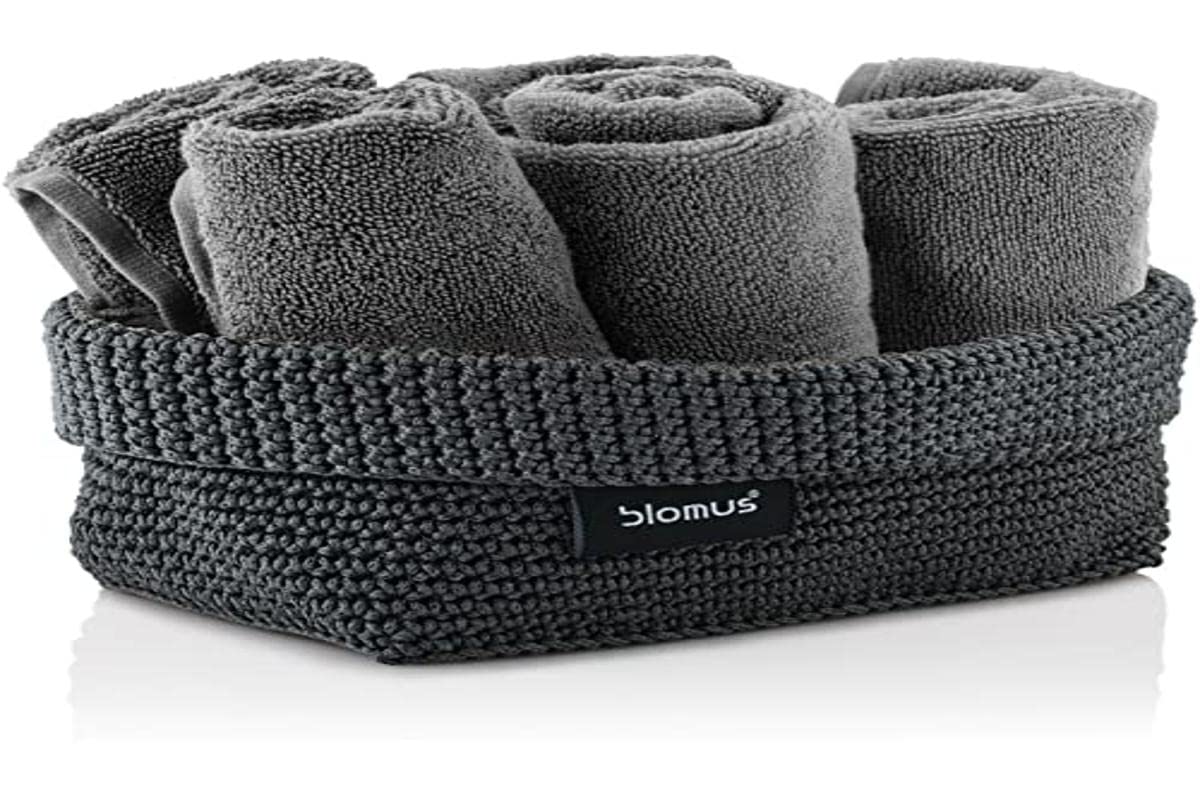 Blomus -TELA- 68885 Crochet Basket L Made of Synthetic Fibre, Anthracite, Basket for Storage, Workmanship, Exclusive Look, Ideal for Towels - image 1