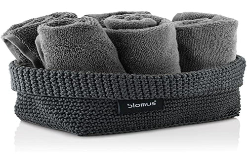Blomus -TELA- 68885 Crochet Basket L Made of Synthetic Fibre, Anthracite, Basket for Storage, Workmanship, Exclusive Look, Ideal for Towels - image 1