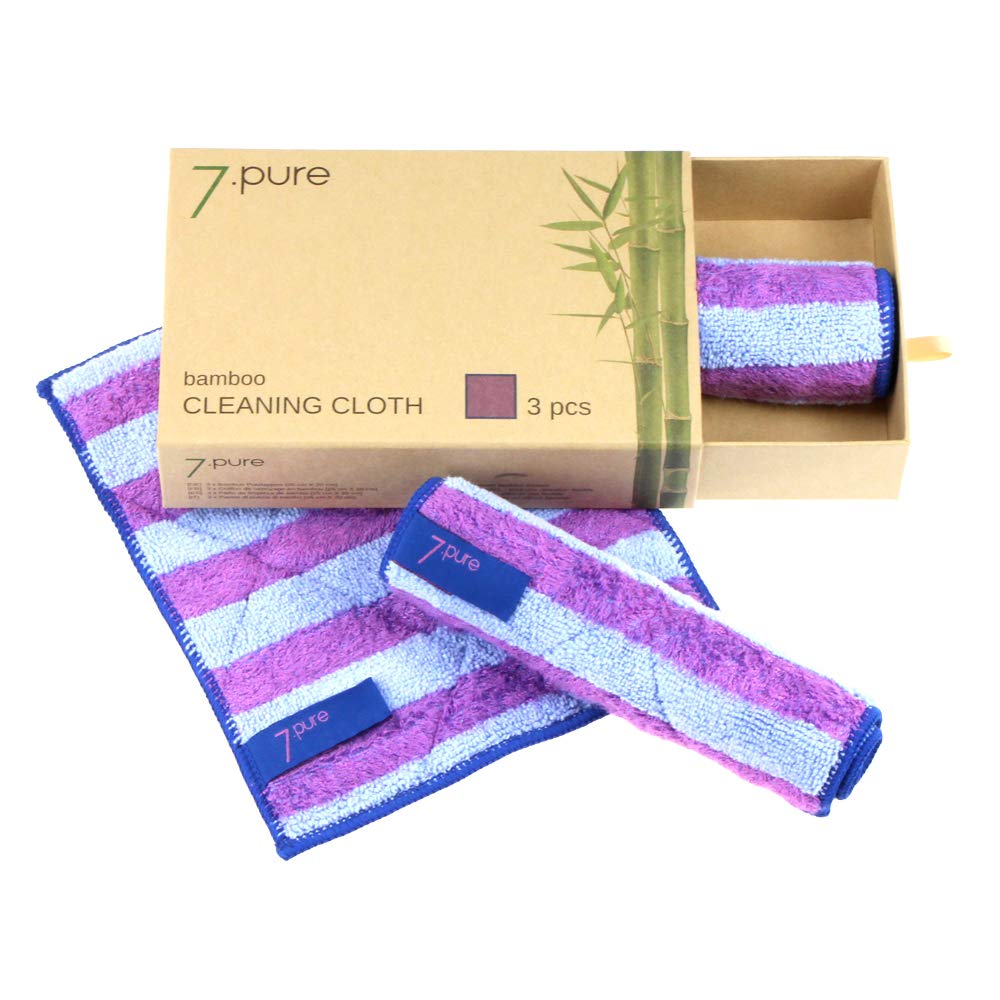 7.pure Bamboo Cleaning Cloths – 3 Pack Anti-Bacterial & Lint-Free Wipes