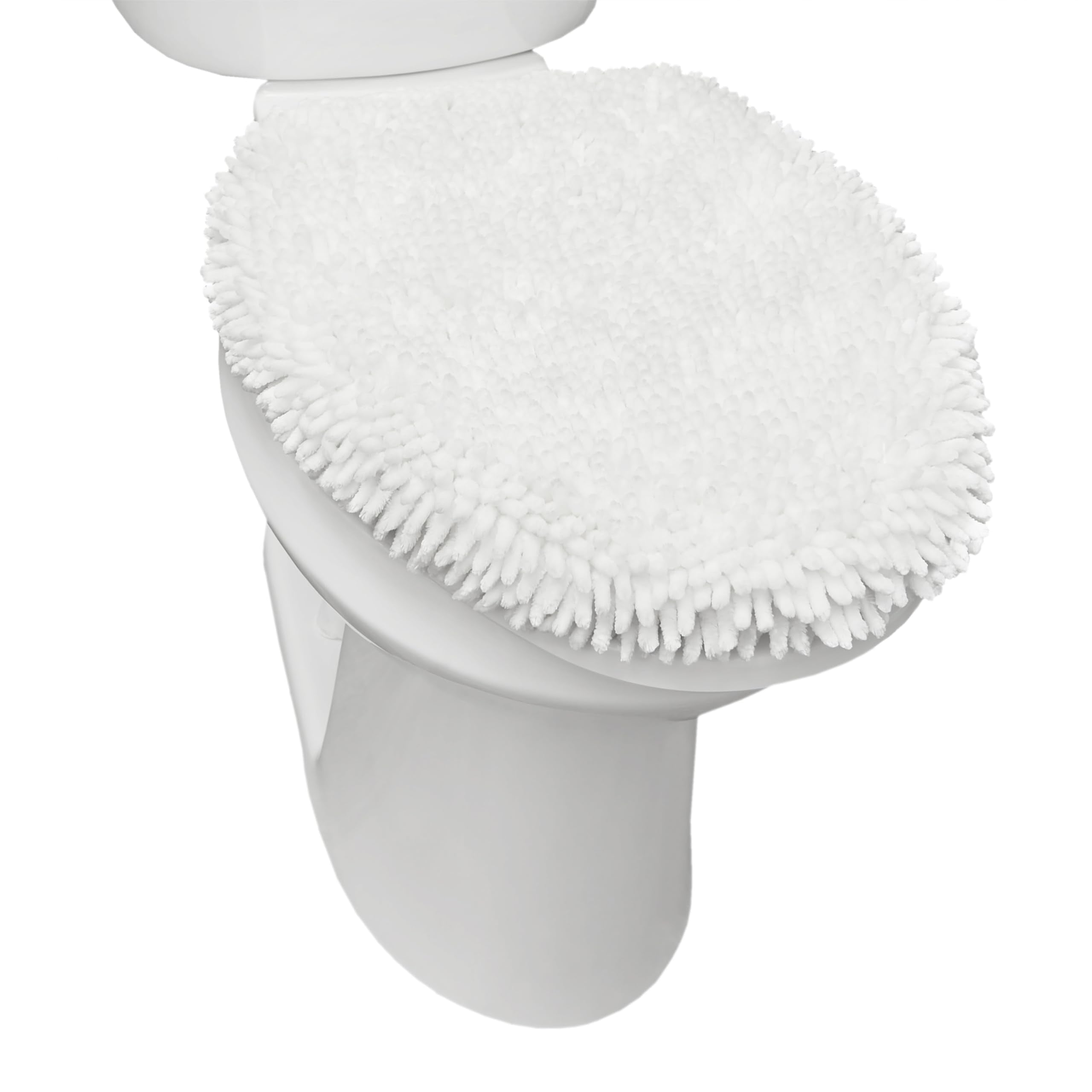 Jolof Store Spa Step Plush Chenille Toilet Lid Cover - White