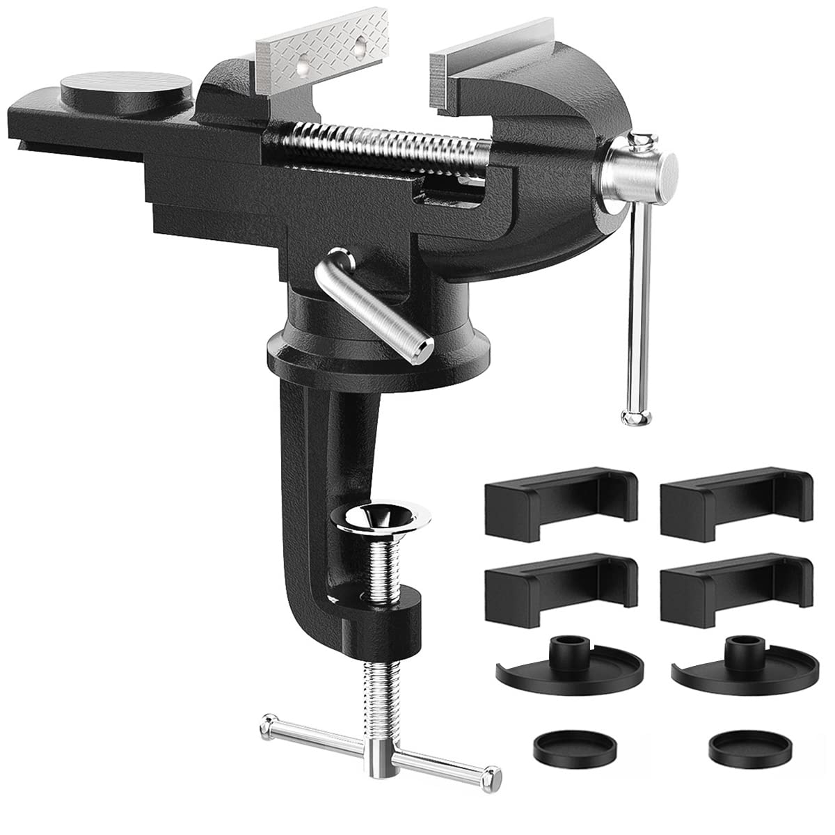 Housolution 3 Inch Universal Table Vise | 360° Swivel Base Bench Clamp