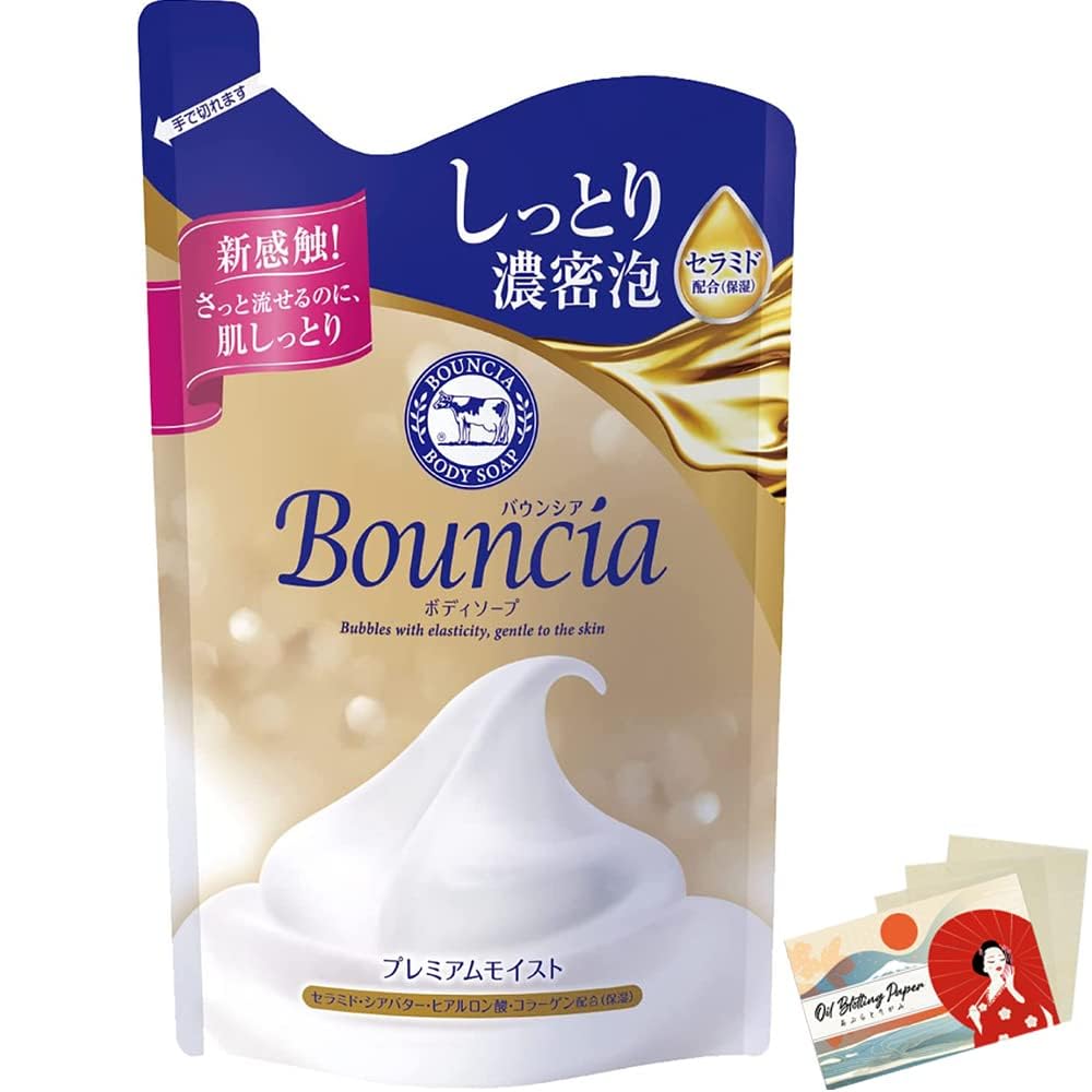 Bouncia Foam Body Soap Refill – Premium Moist 340ml with Blotting Paper
