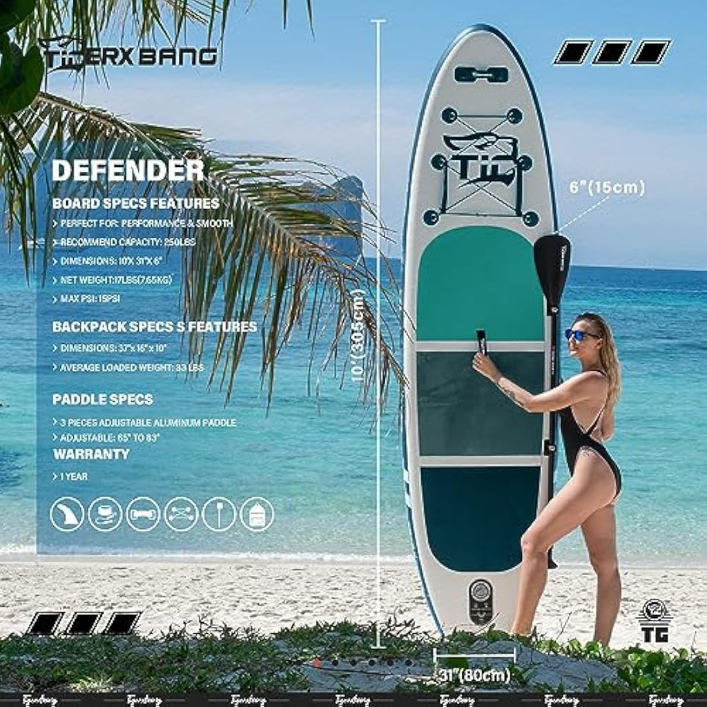 TIGERXBANG Inflatable Stand Up Paddle Board – 10'6" Ultra-Light PVC SUP