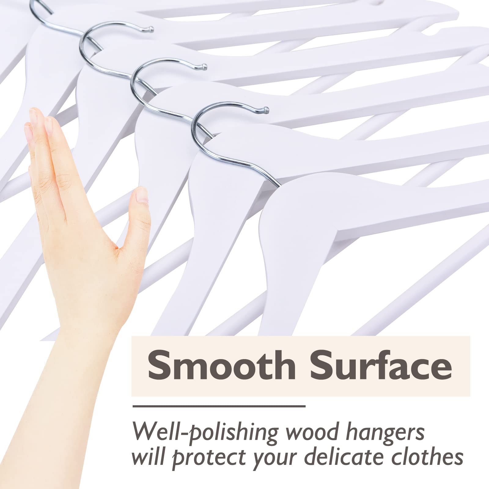Edergoo White Wooden Hangers 30 Pack – Solid Wood Suit Hangers with Swivel Hook