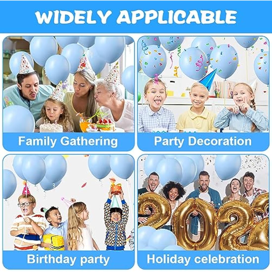 Ainiv 60 PCS Pastel Macaron Blue Latex Balloons | 12 Inch Party Decorations
