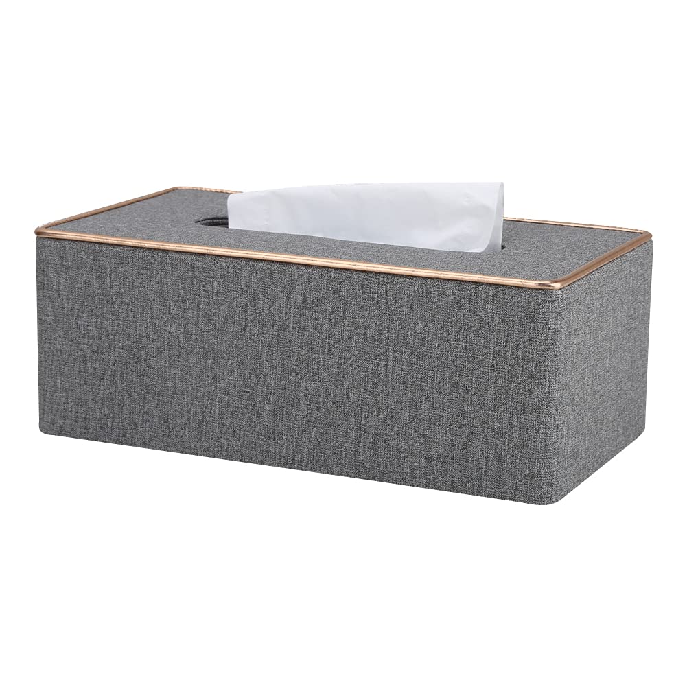 KINGFOM PU Leather Tissue Box Cover – Rectangular Holder, Gray