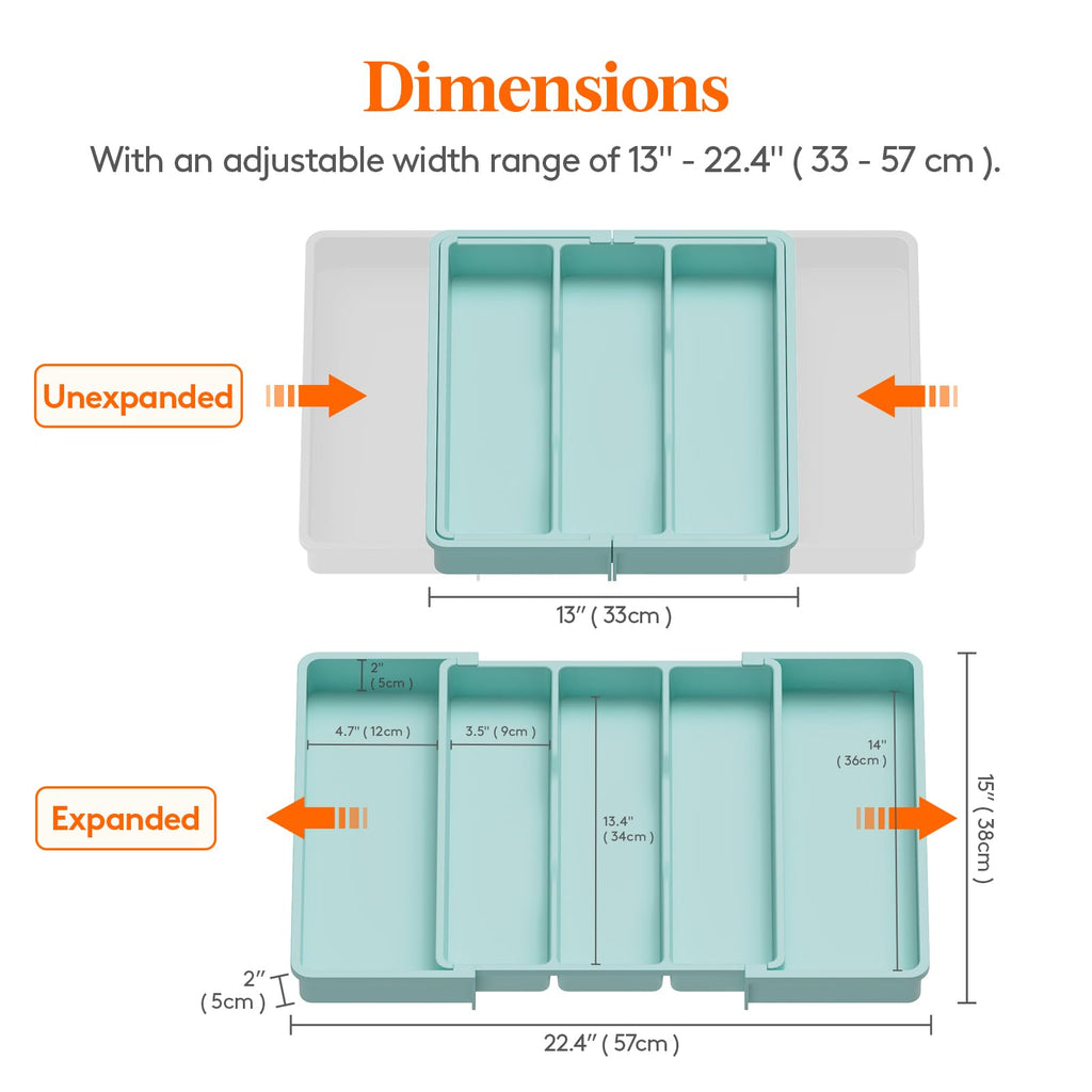 Lifewit Expandable Utensil Drawer Organiser | Large Plastic Cutlery Tray