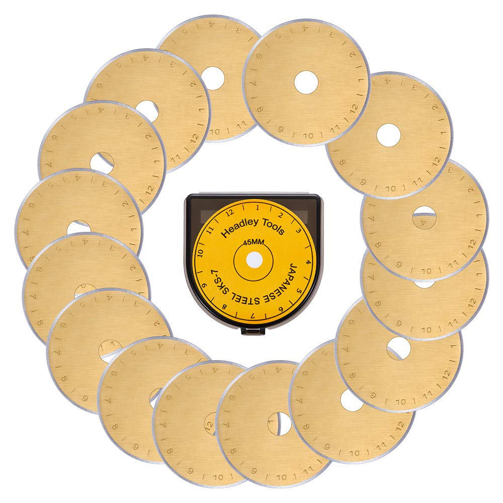 Headley Tools 45mm Rotary Cutter Blades | Titanium SKS-7 Steel | 15 Pack