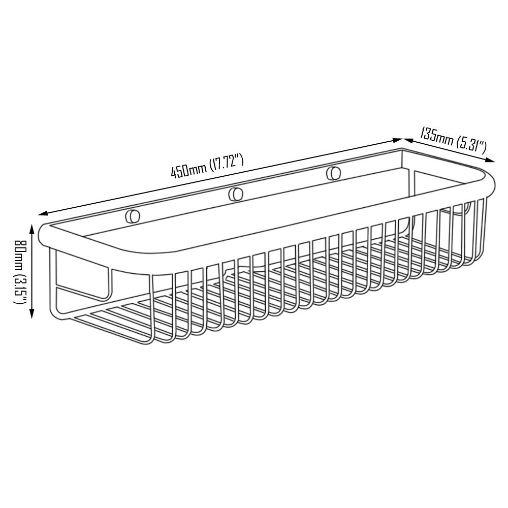 Beelee 17.72 Inch Brass Bathroom Shower Caddy | Polished Chrome Shelf