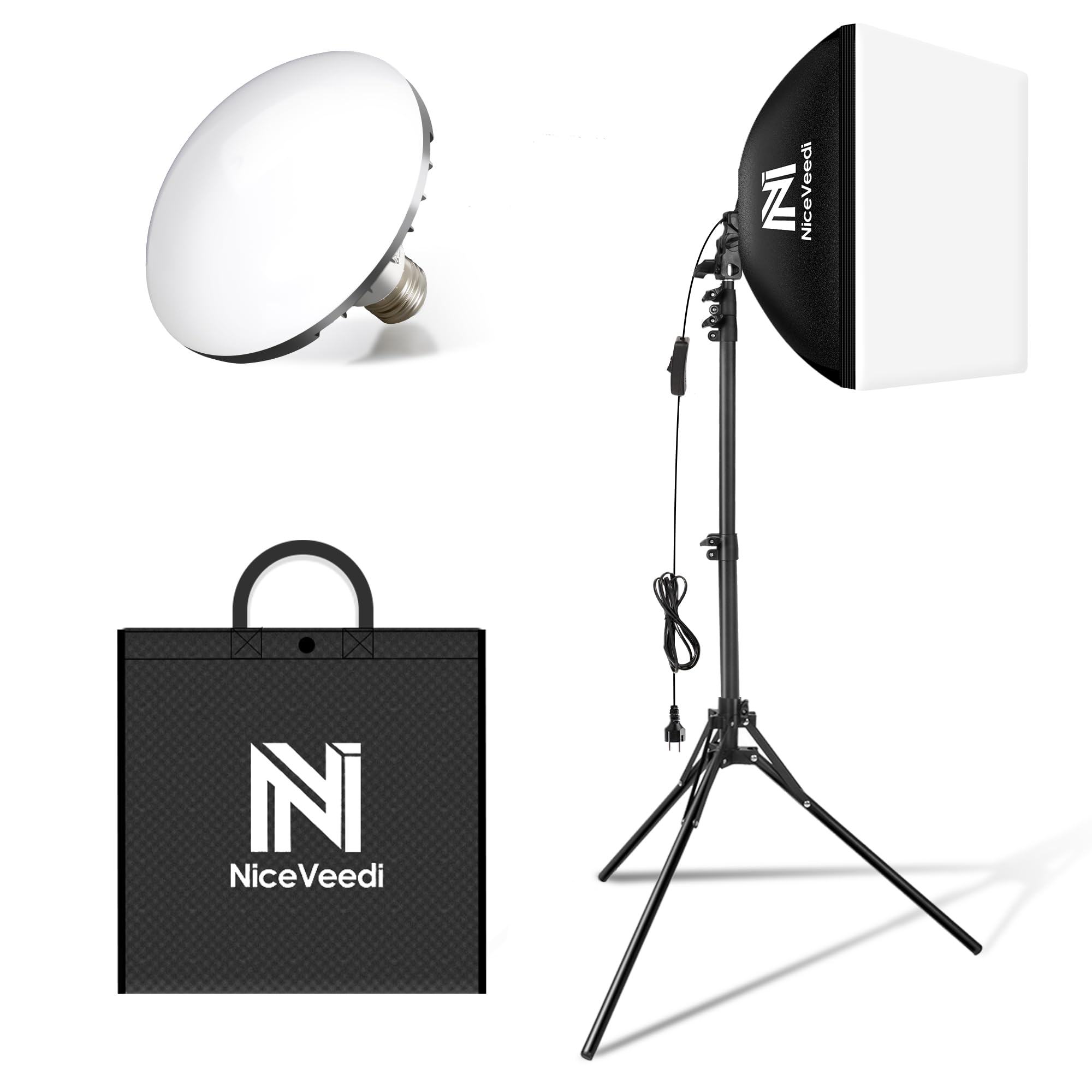 Niceveedi Photography Softbox Light Kit - 5400K LED Studio Lighting