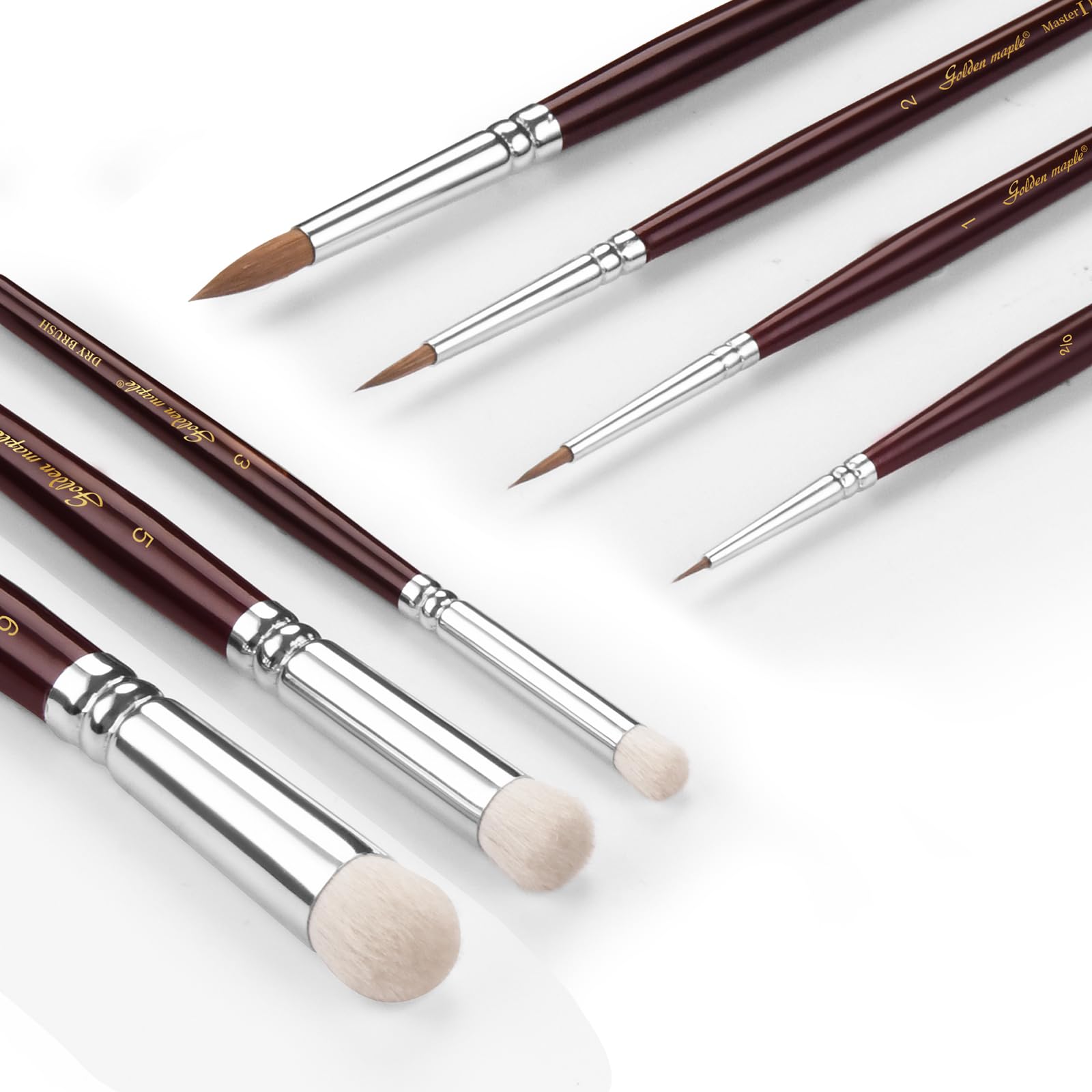 Golden Maple 7pc Miniature Paint Brush Set | Goat Hair Drybrushes