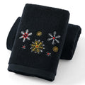 Black Cotton Hand Towels | Set of 2 Snow Embroidered