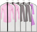 Semi-transparent Garment Bags 60×100cm, Mothproof Waterproof Breathable Full Zipper Dust Cover for Clothes Storage, 5 Pack Black