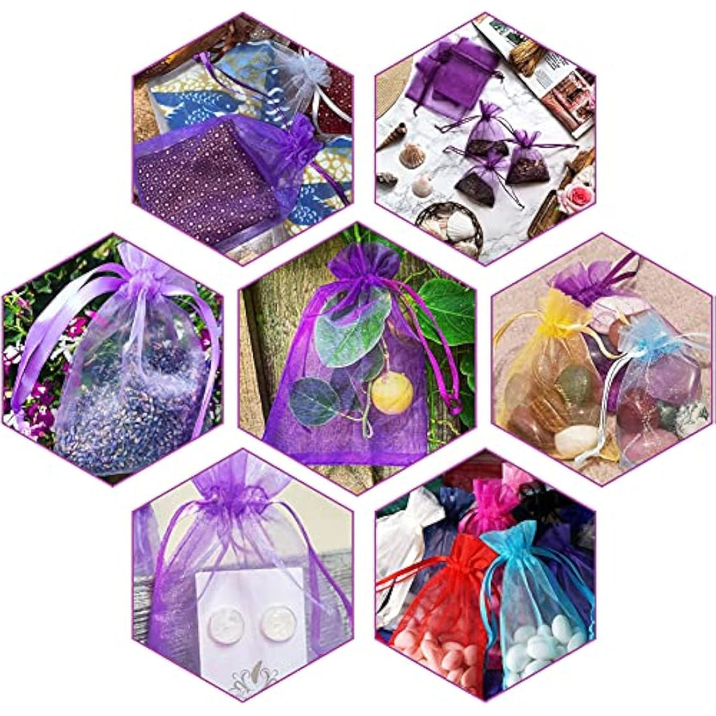 G2PLUS Purple Organza Gift Bags | 100 PCS Mesh Jewelry Pouches 10x15cm