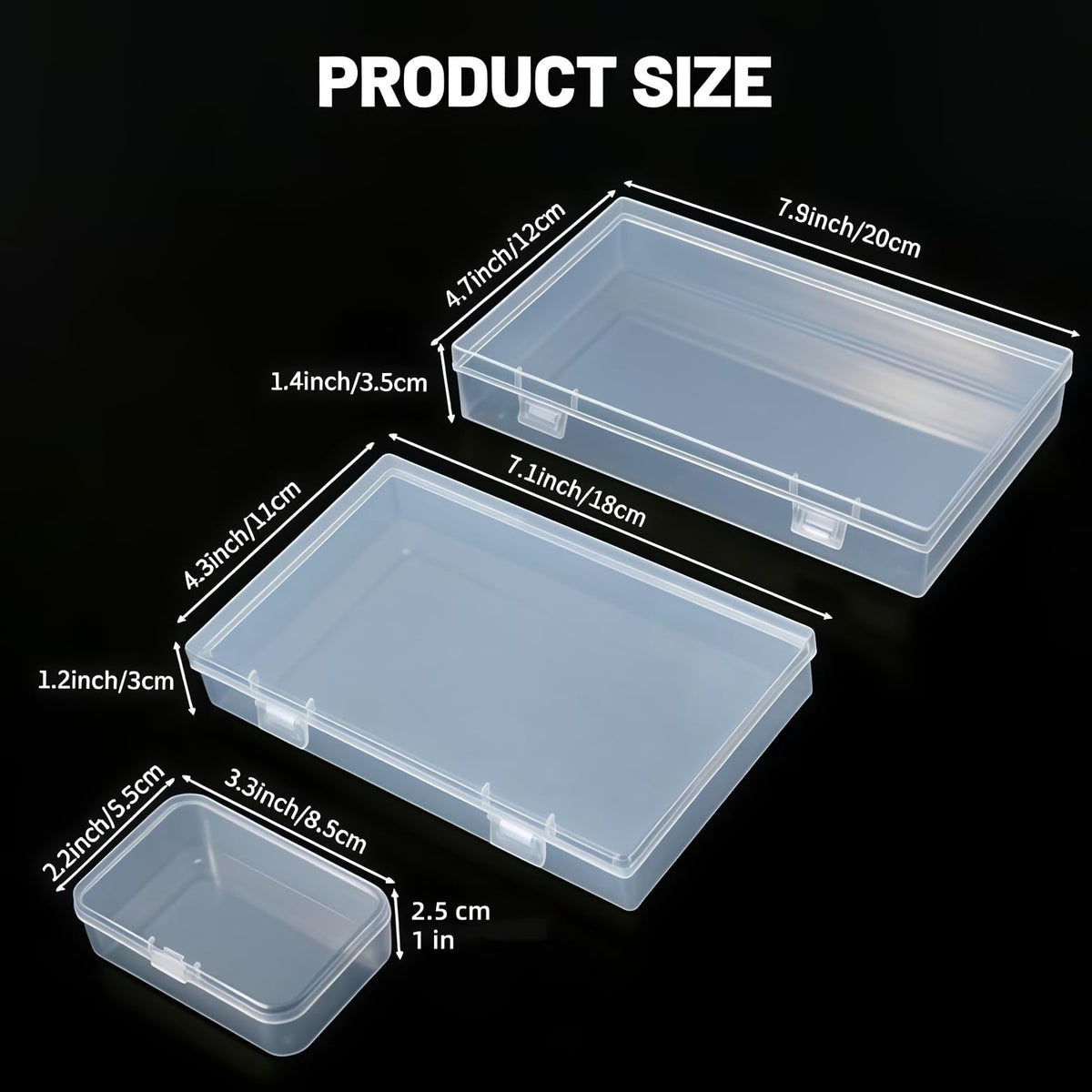 LJY Clear Hinged Storage Boxes, 20 Pack, 3 Mixed Sizes - image 2
