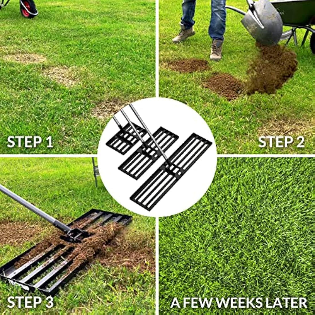 Walensee Lawn Leveling Rake | 76x25cm Heavy Duty Stainless Steel Tool