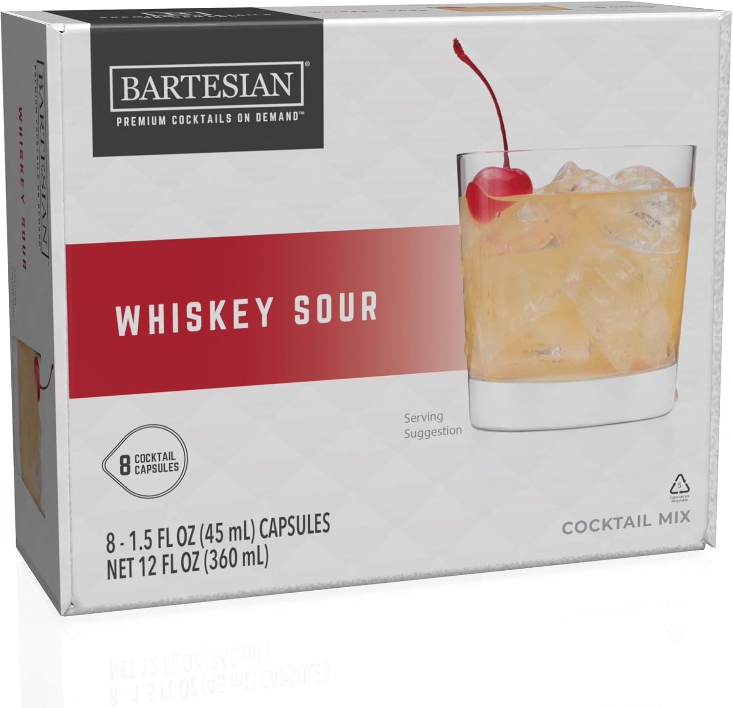 Bartesian Whiskey Sour Cocktail Mix - Non-Alcoholic Capsules, 8-Pack