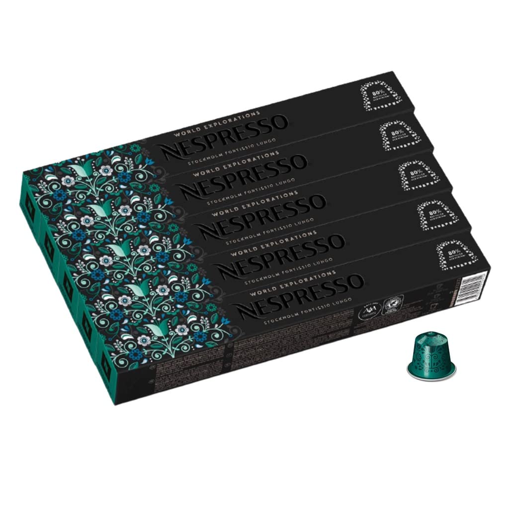 Nespresso Stockholm Fortissio Lungo Coffee Pods - 50 Capsules (5 Sleeves)