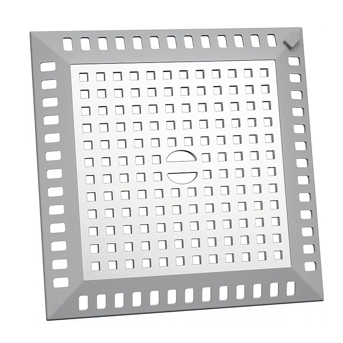 Shower Drain Cover Hair Catcher Square 12.3cm, 304 Stainless Steel Drain Protector with Silicone Edge, Prevents Clogged Drains - image 1