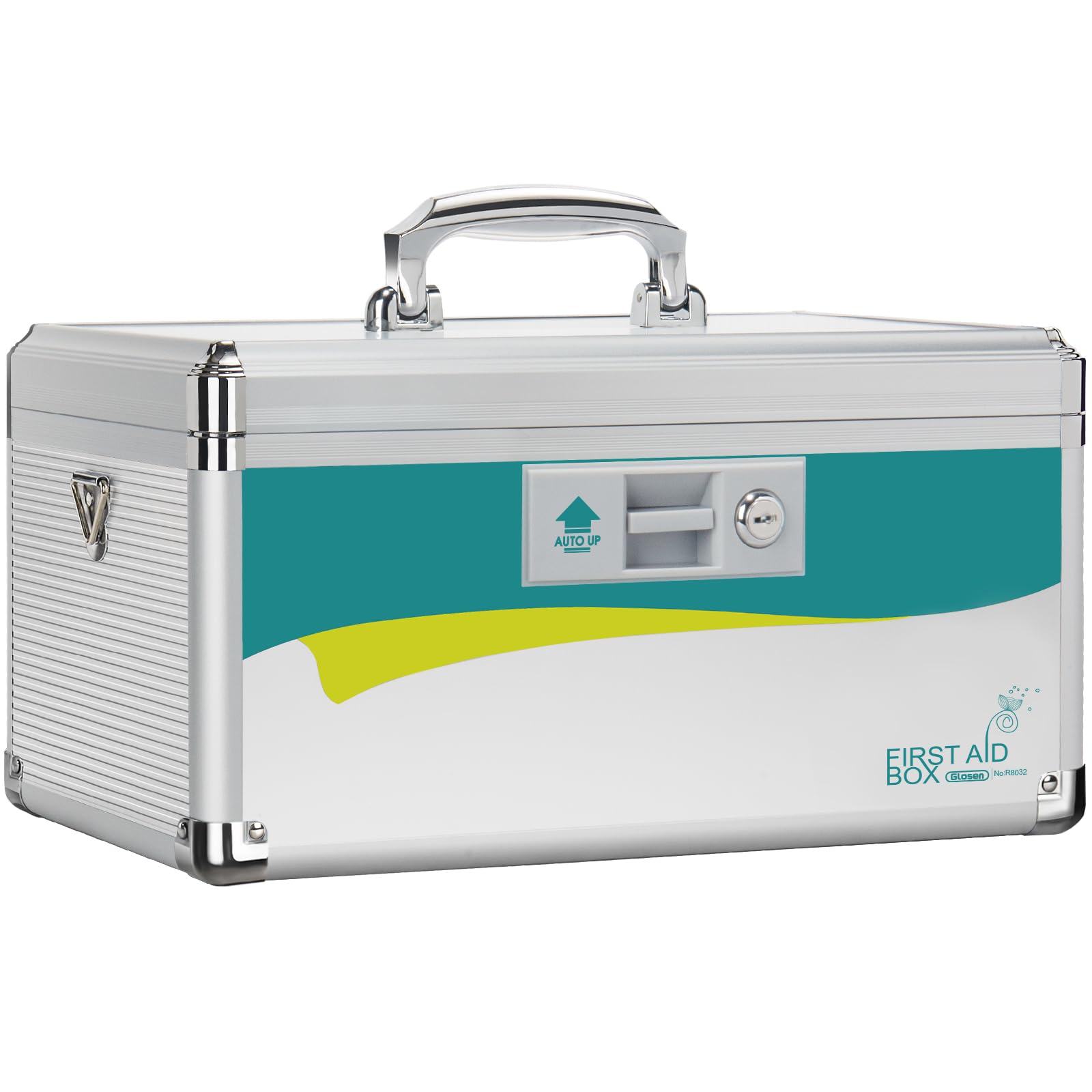 Glosen Lockable Medicine Box | Aluminum First Aid Storage with 2 Keys