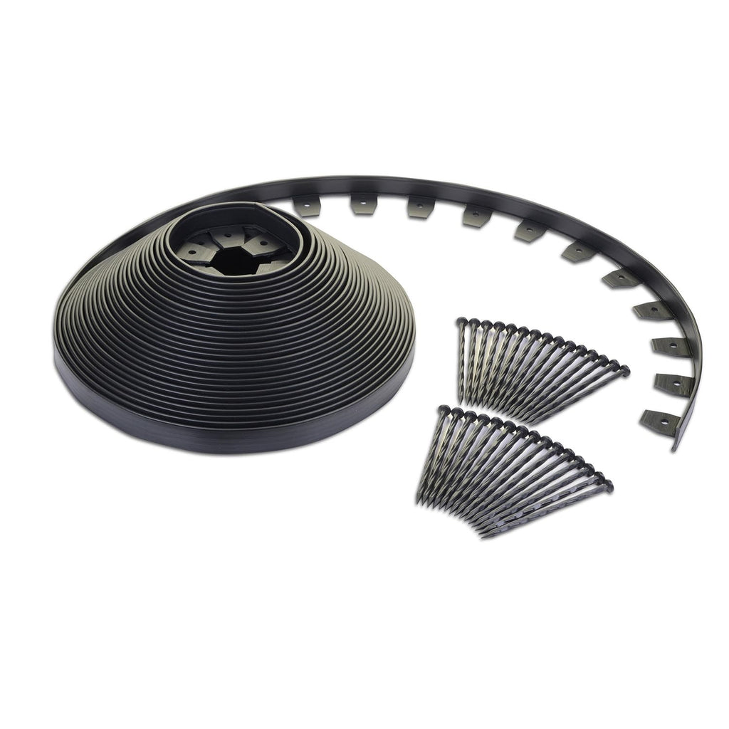 EasyFlex Heavy Duty No-Dig Landscape Edging Kit - 100ft Recycled Plastic