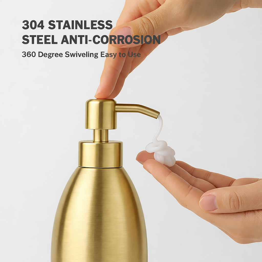 Emarful 304 Stainless Steel Soap Dispenser 16oz Rust-Proof Liquid Soap Pump Bottle for Kitchen or Bathroom Countertop Hand Dish Lotion Leak-Proof - image 4