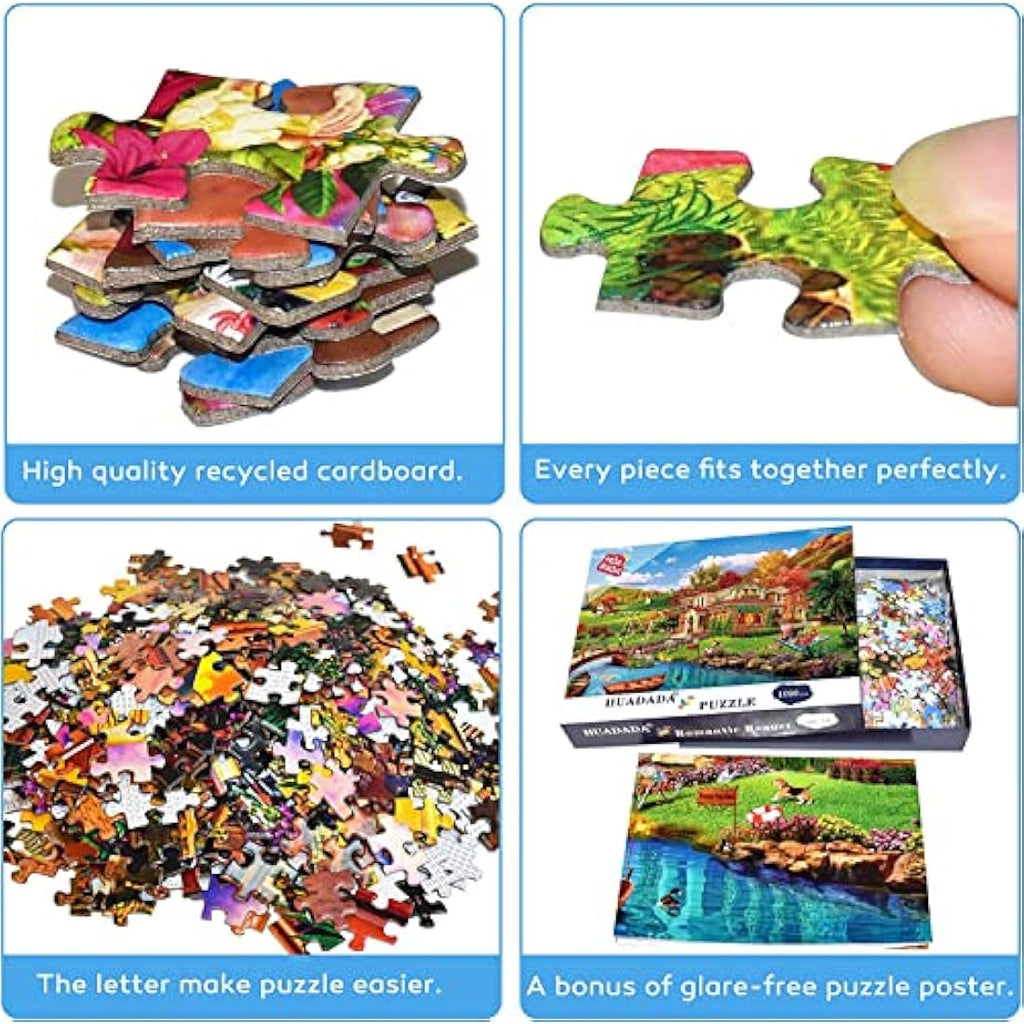 HUADADA Holiday Homes Jigsaw Puzzle - 1000 Piece Recycled Cardboard
