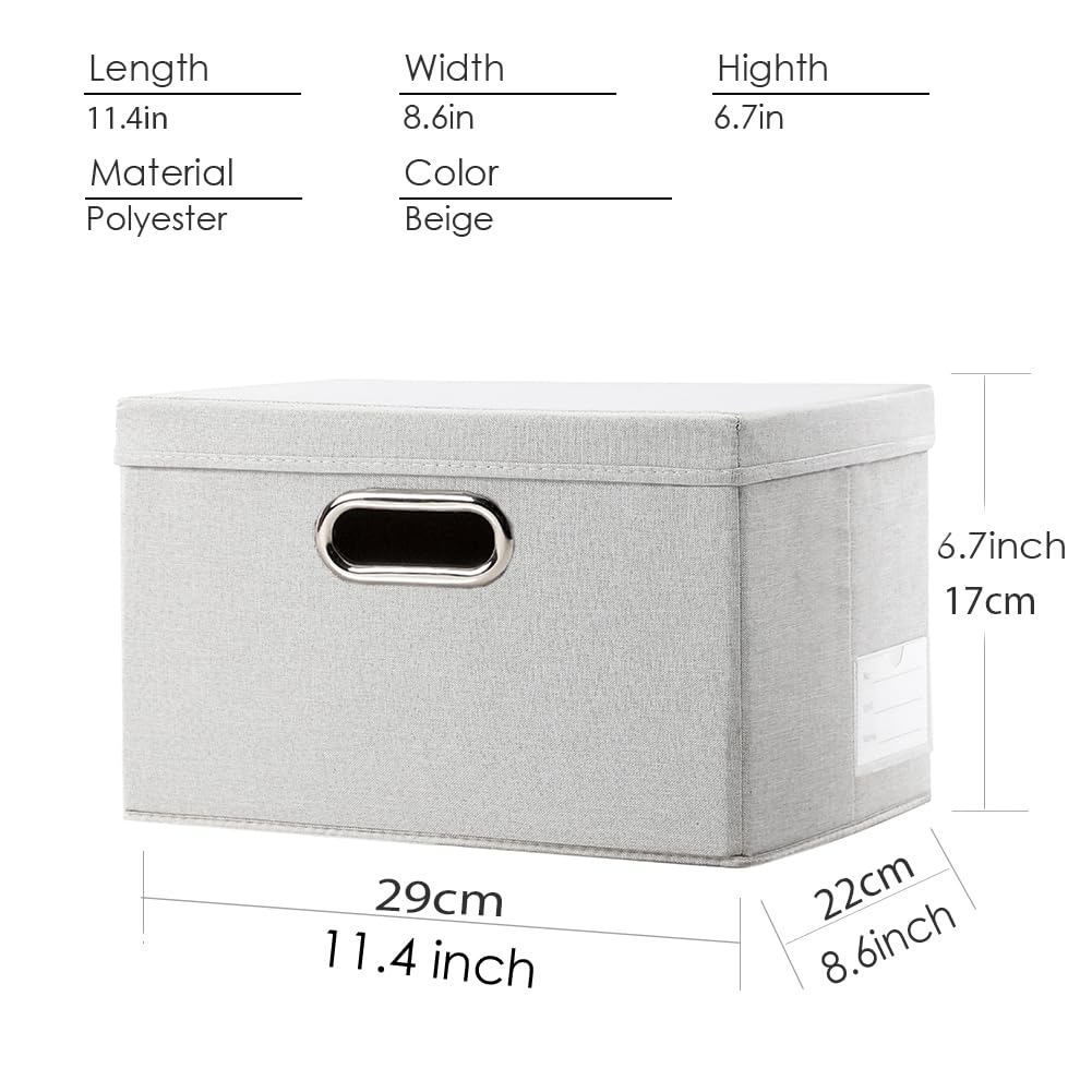 Prandom Storage Boxes with Lids Small,29x22x17cm,Beige3-Pack