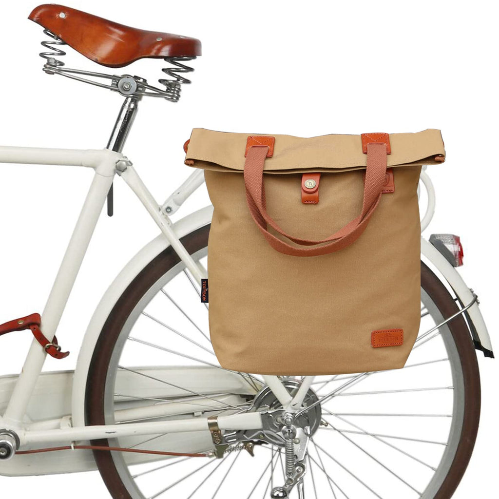 Tourbon Rear Bike Pannier Bag – Canvas & Leather Cycling Tote Handbag