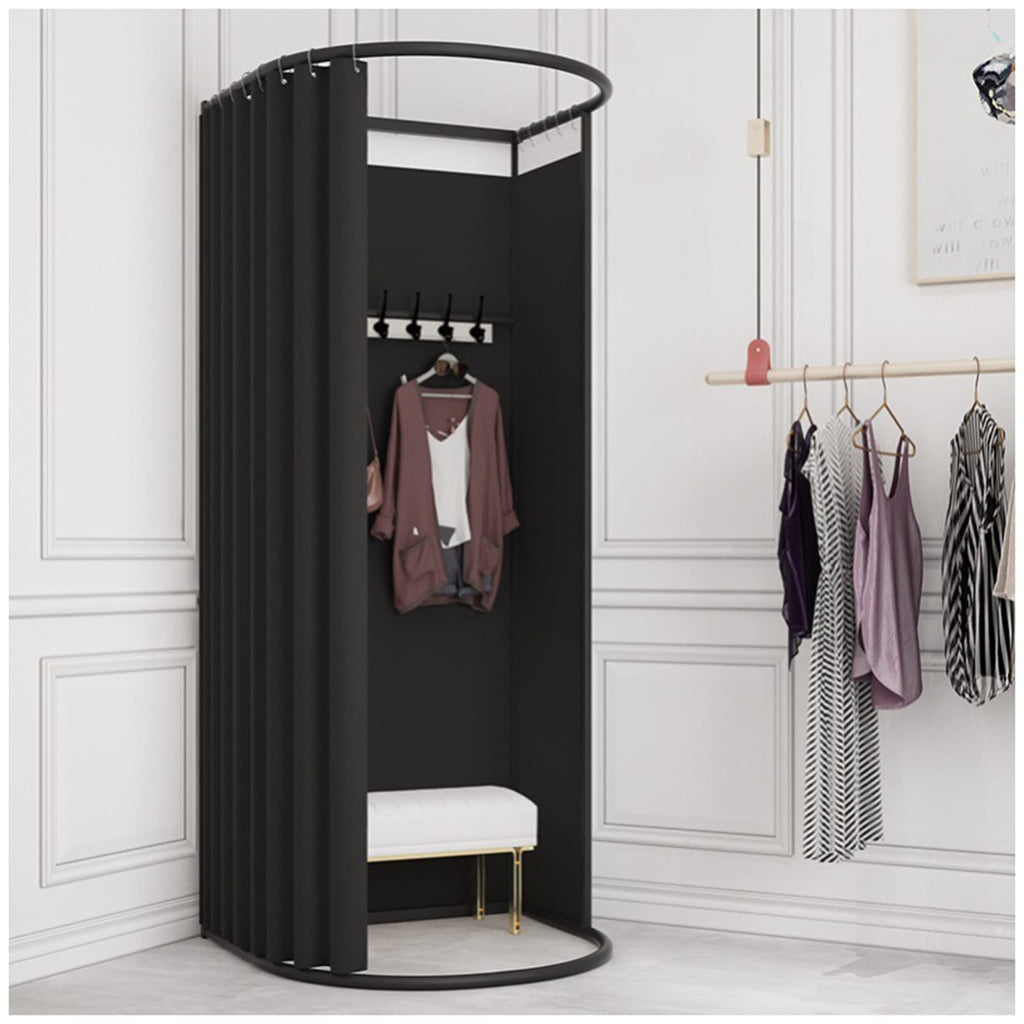 FWTXZTER Portable Changing Room, U-Shape Black Mobile Fitting Room - image 1