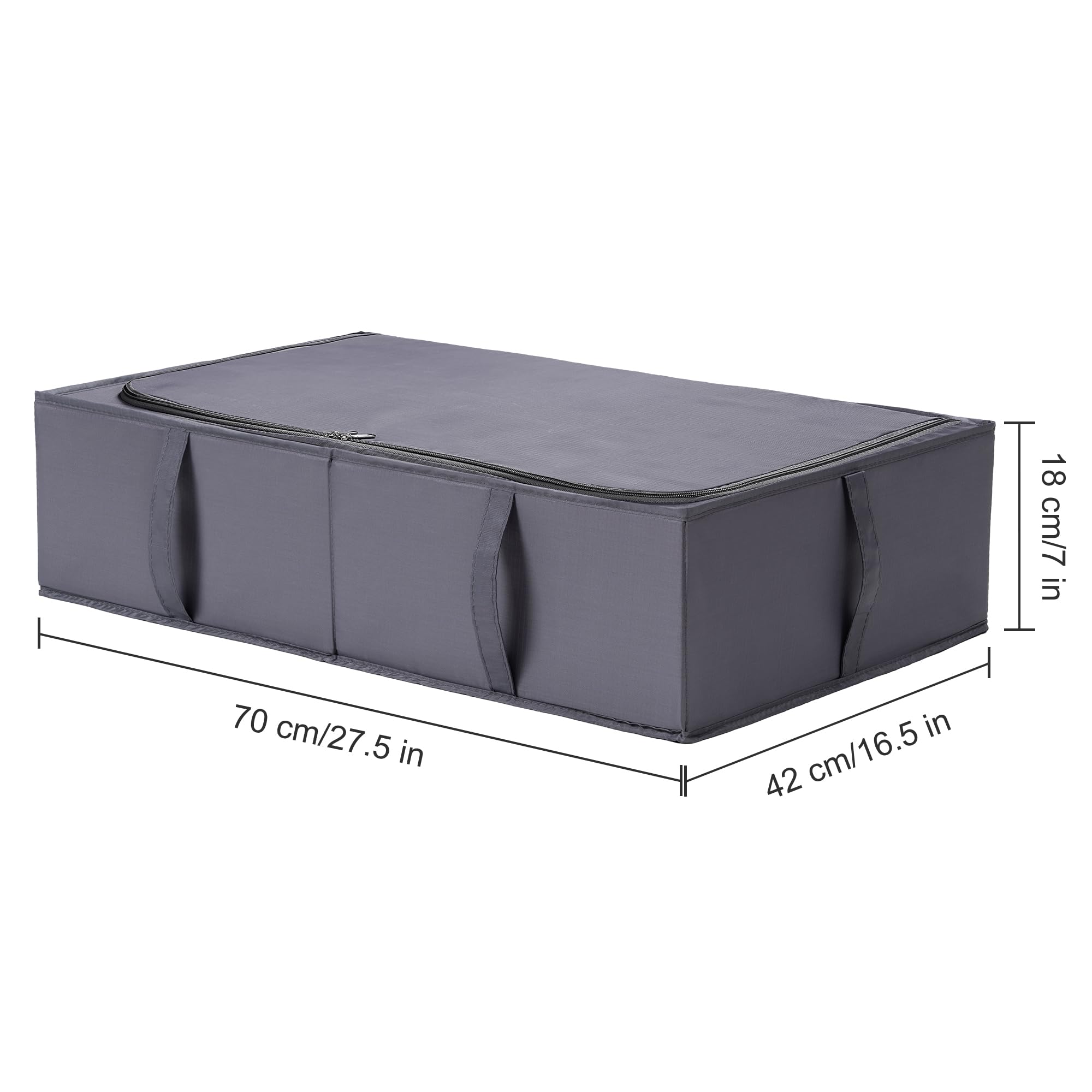 TYEERS Under Bed Storage Box with Lid | Durable Fabric 4-Pack | Dark Grey
