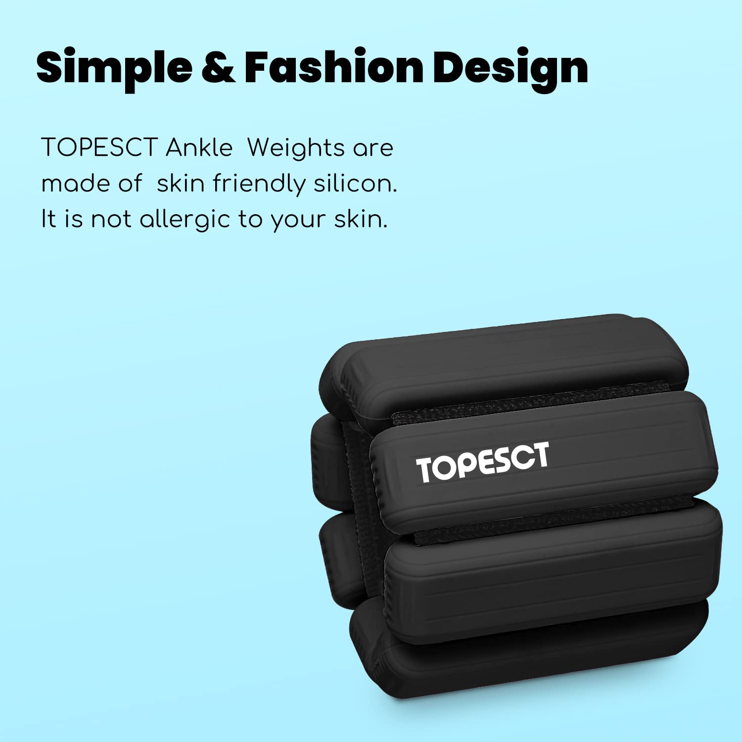 TOPESCT Adjustable Wrist & Ankle Weights – 2lb Set Silicone Weights