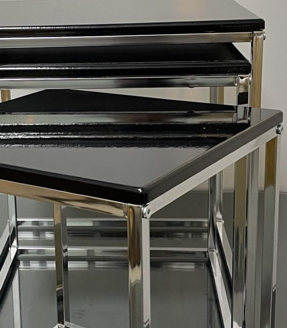 ASPECT Murano Set of 3 Nesting Table Gloss Wooden Tops Black - image 5