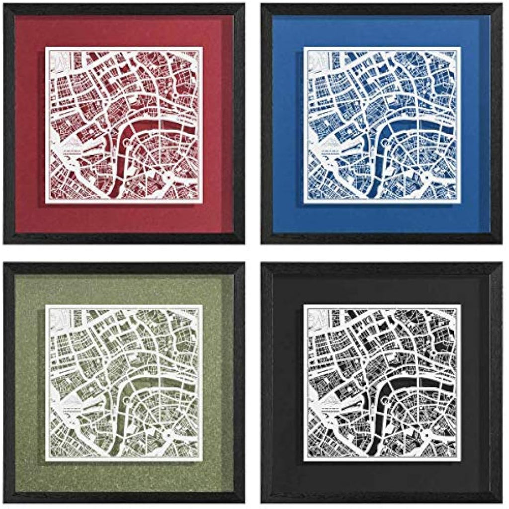 Jolof Store London Paper Cut Map - 9x9 Framed Laser Cut Wall Art