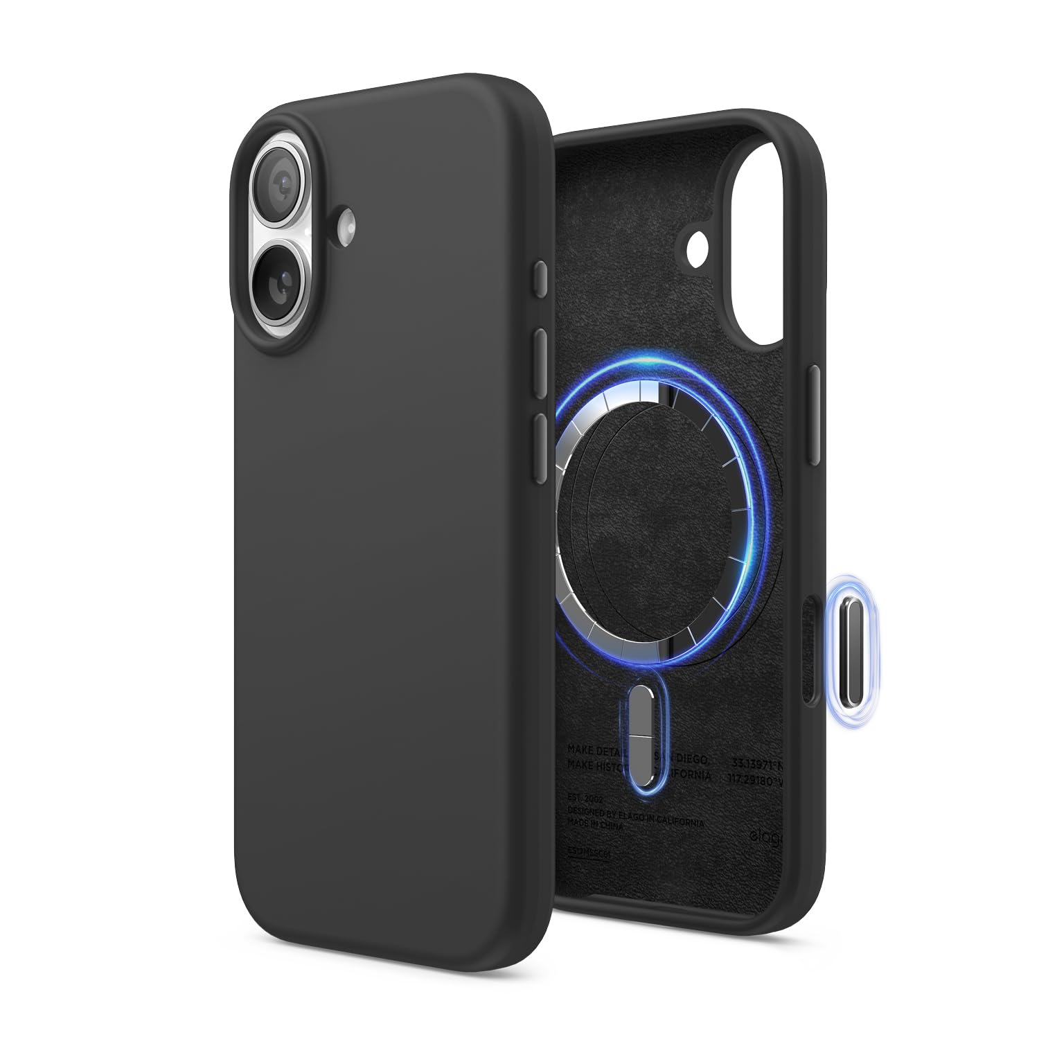 elago Magnetic Silicone Case for iPhone 17 – MagSafe Slim Cover (Black)