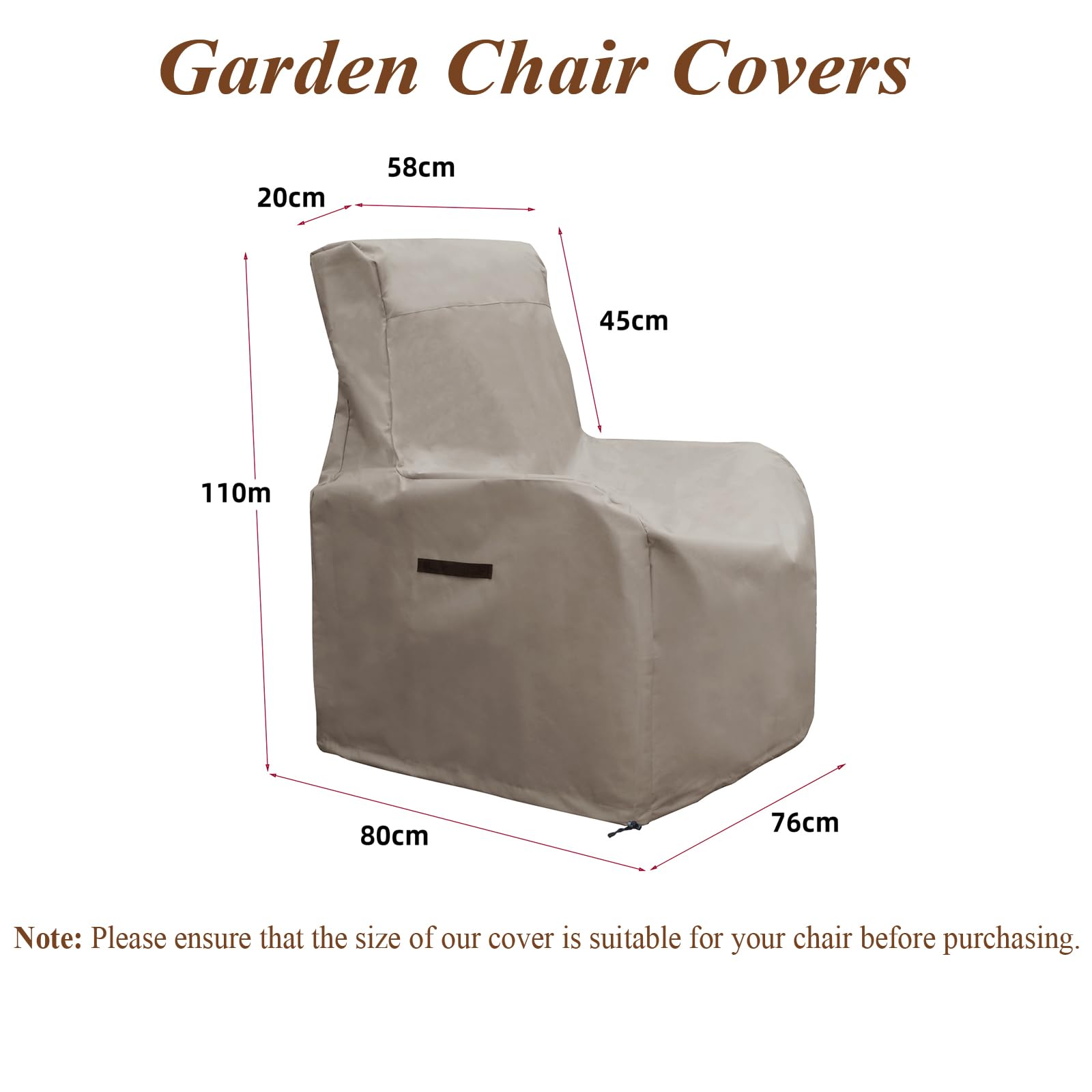 Art To Real Waterproof Garden Chair Cover – Heavy Duty 600D Nylon, Khaki