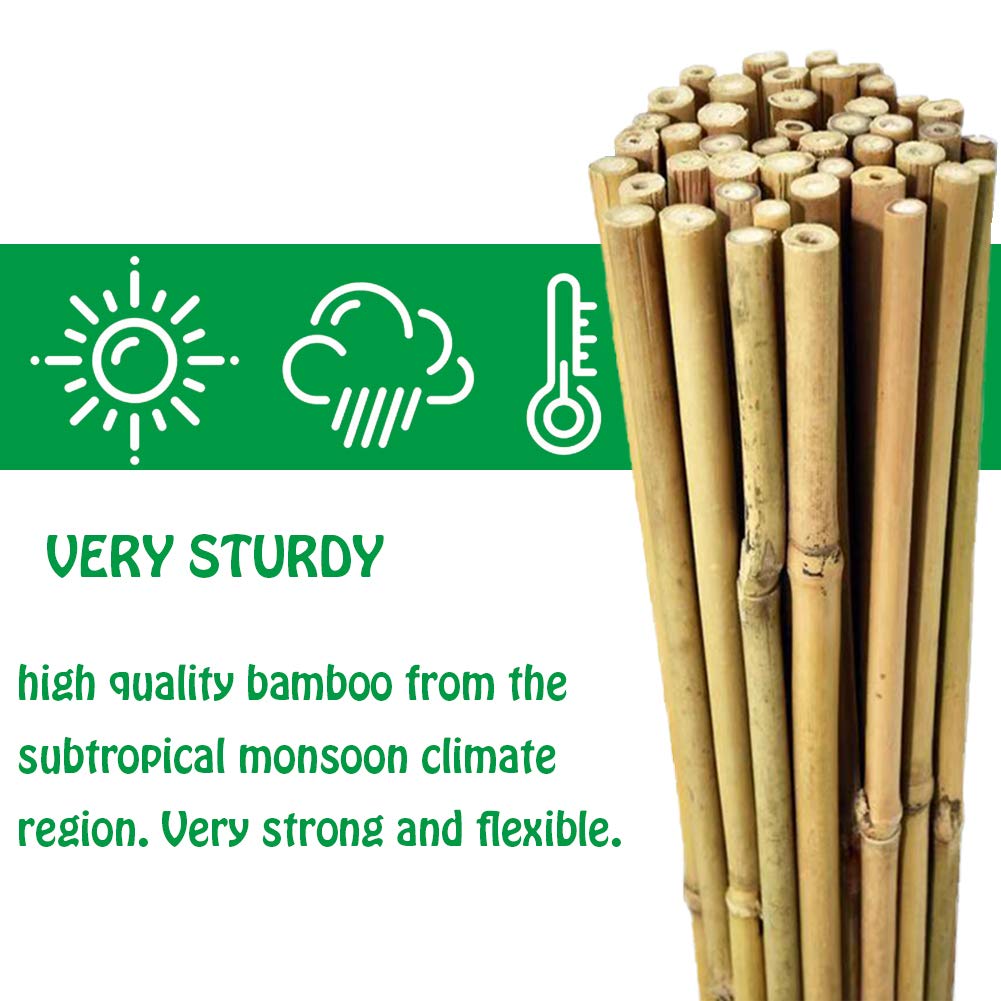 Mininfa 5ft Natural Bamboo Garden Stakes for Climbing Plants, 20 Pack