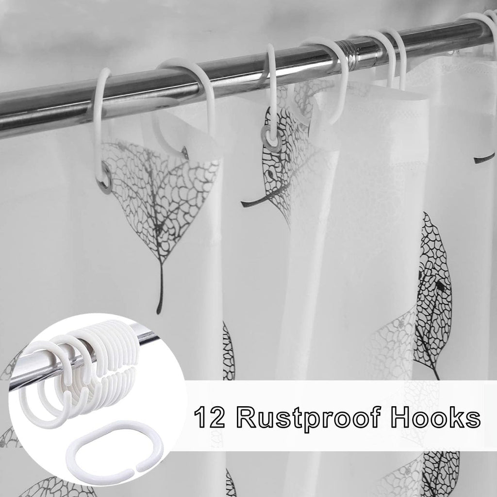 Shower Curtain for Bathroom, 100% Polyester Waterproof Mould Proof Resistant Fabric, 180 x 180cm PEVA Bathroom Curtains with Grommets & 12 Pcs Hooks - image 4