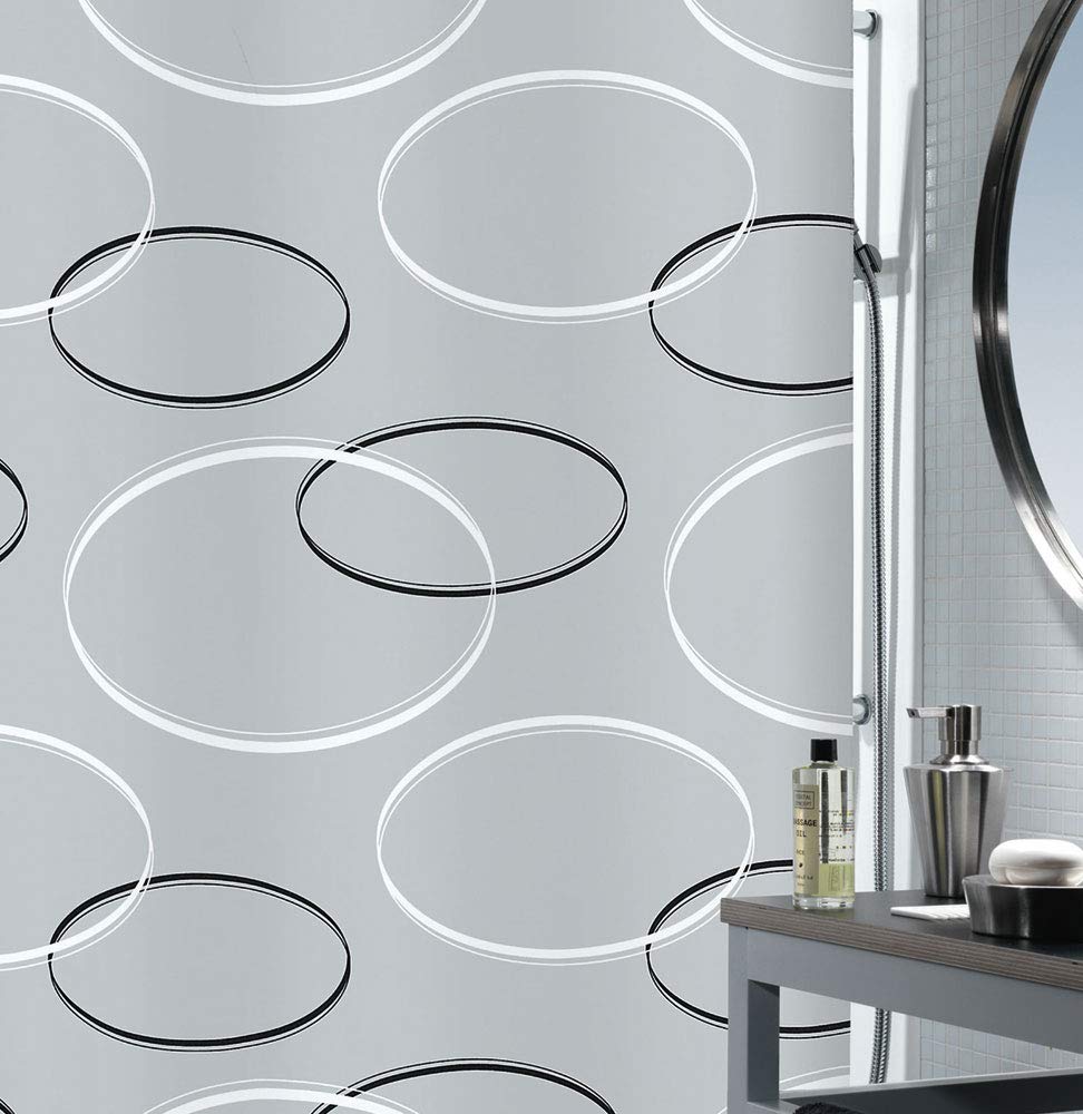Spirella Anello Textile Shower Curtain - Water Repellent Grey - 180x200cm