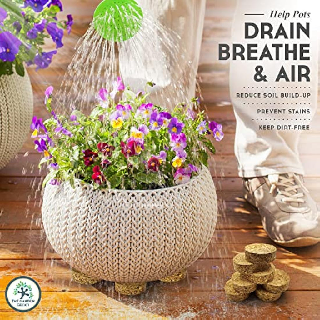 The Garden Gecko Cork Pot Feet – 24 Pack Sustainable Plant Pot Risers