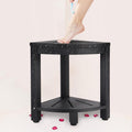 RayLove 17" Corner Shower Stool | Waterproof Foot Rest with Storage Shelf