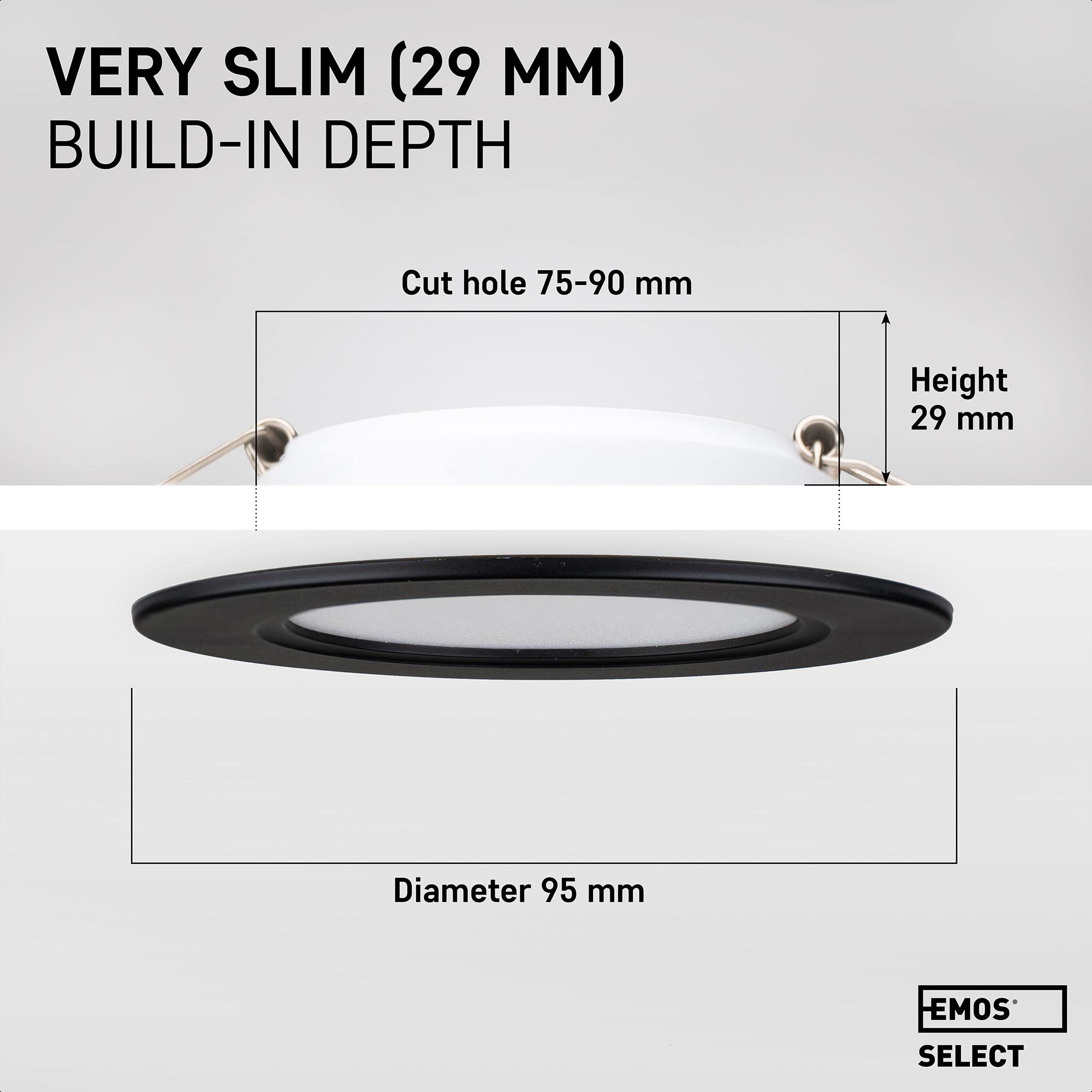 EMOS LED Recessed Downlights - IP54 Waterproof 3000K Warm White - Set of 12