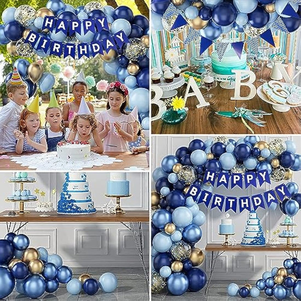 Navy Blue Happy Birthday Banner and Balloon Decoration Kit