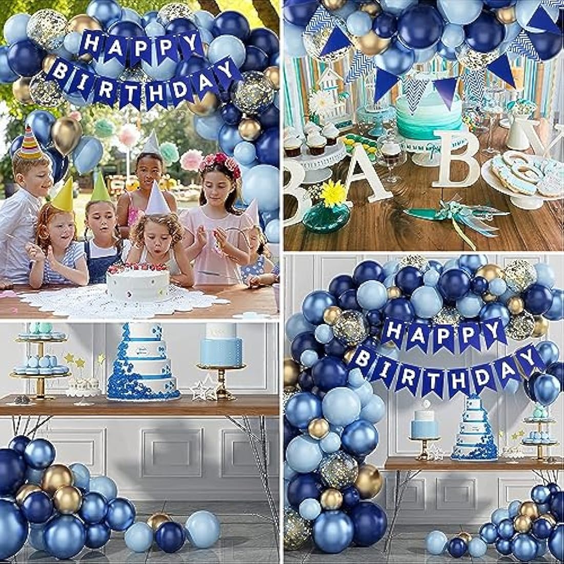 Navy Blue Happy Birthday Banner and Balloon Decoration Kit