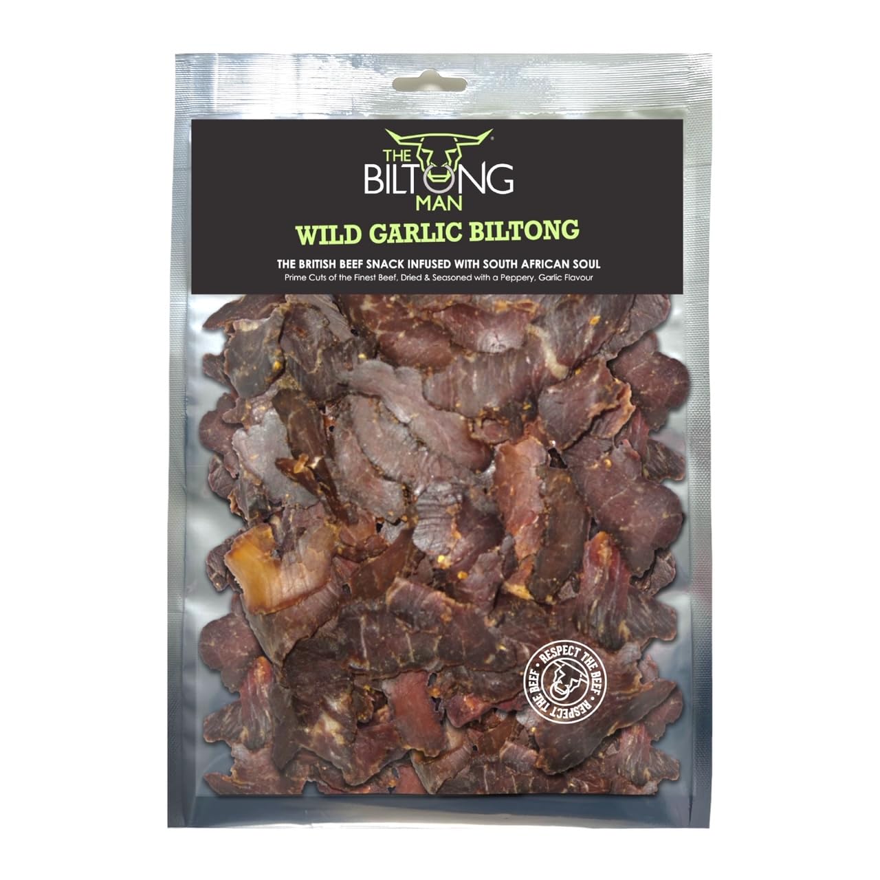 The Biltong Man Wild Garlic High-Protein Lean Beef Biltong Snack, 500g