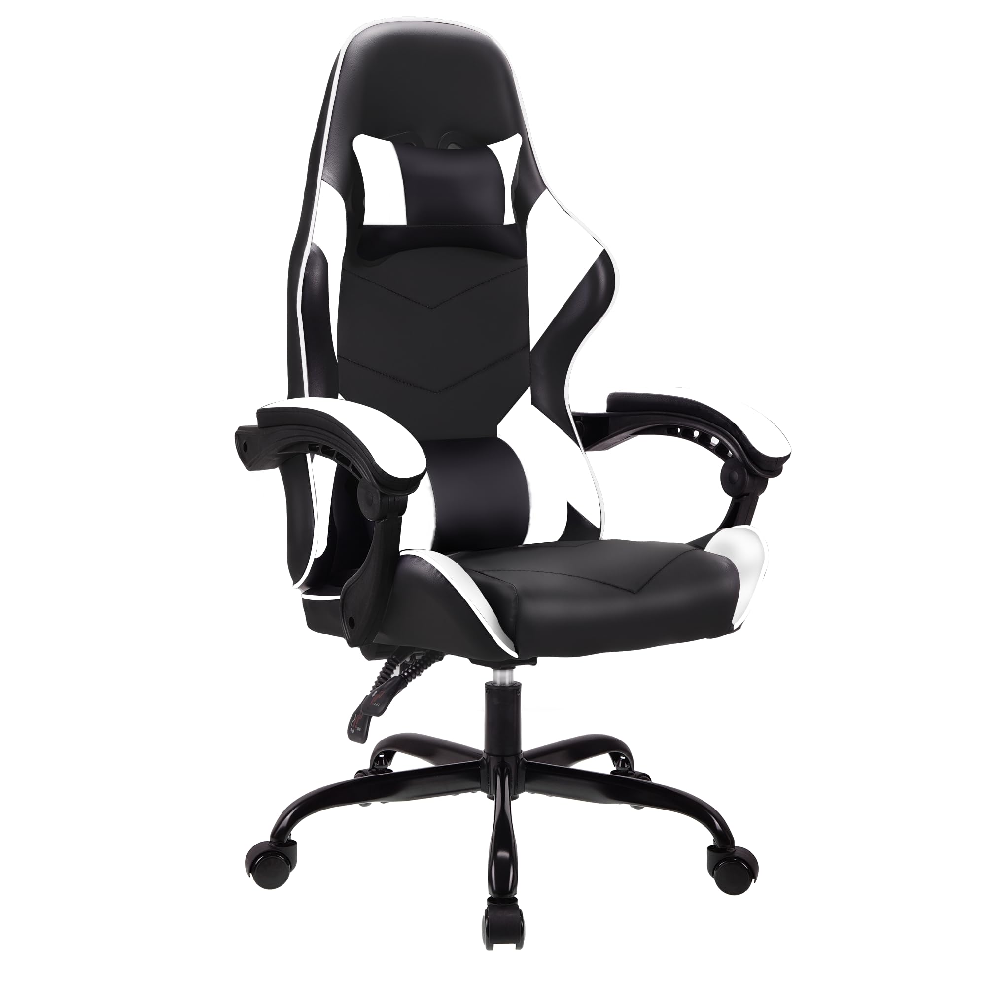 T-THREE Ergonomic High-Back Mesh Gaming Chair with Lumbar Support - White