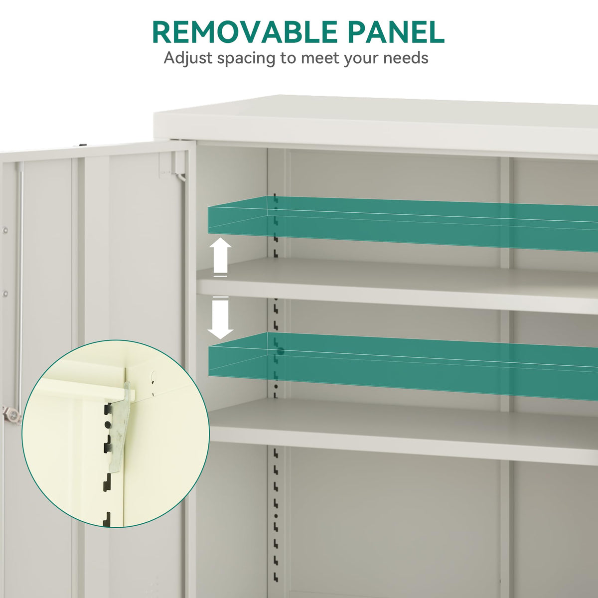 YITAHOME Office Storage Cabinet, Metal Office Storage Cupboard with 2 Adjustable Shelves - image 3